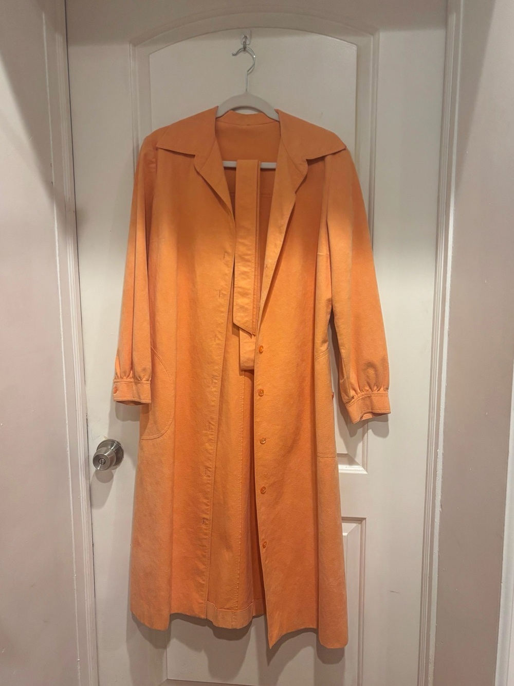 Vintage peach suede trench coat